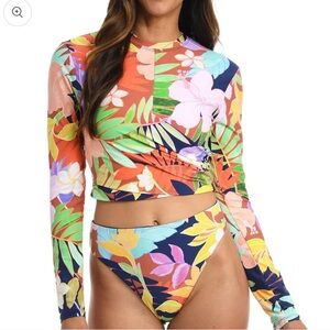 NWT Citrus | Multicolored Crop Rashguard Swimsuit Top XS